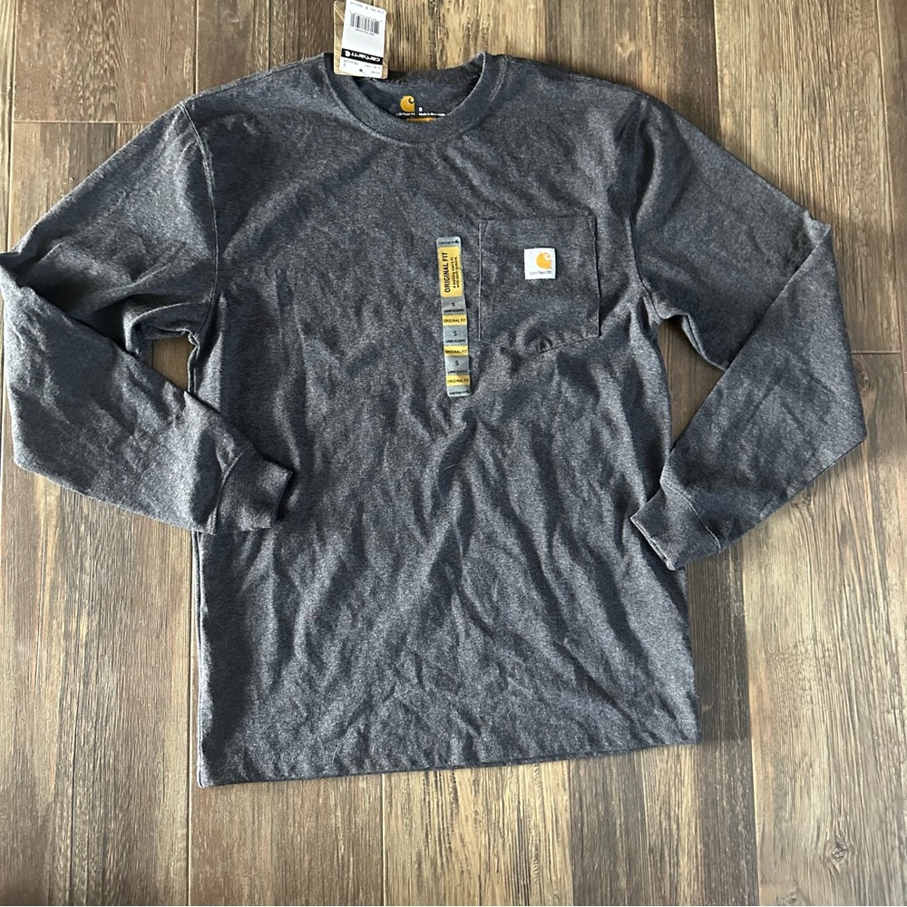 Carhartt charcoal dark gray long sleeve original fit T-shirt Men's S regular NWT